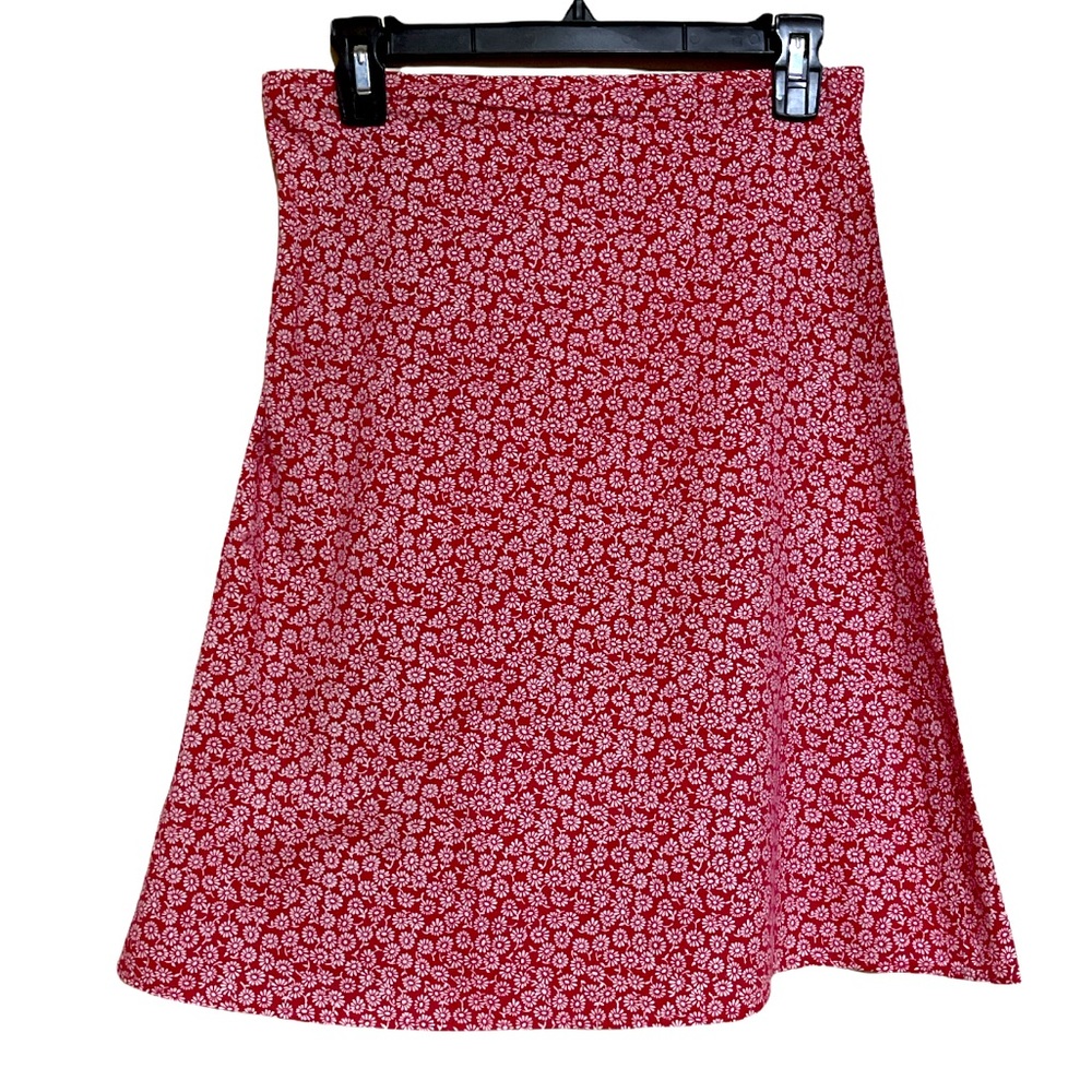 Red floral skirt